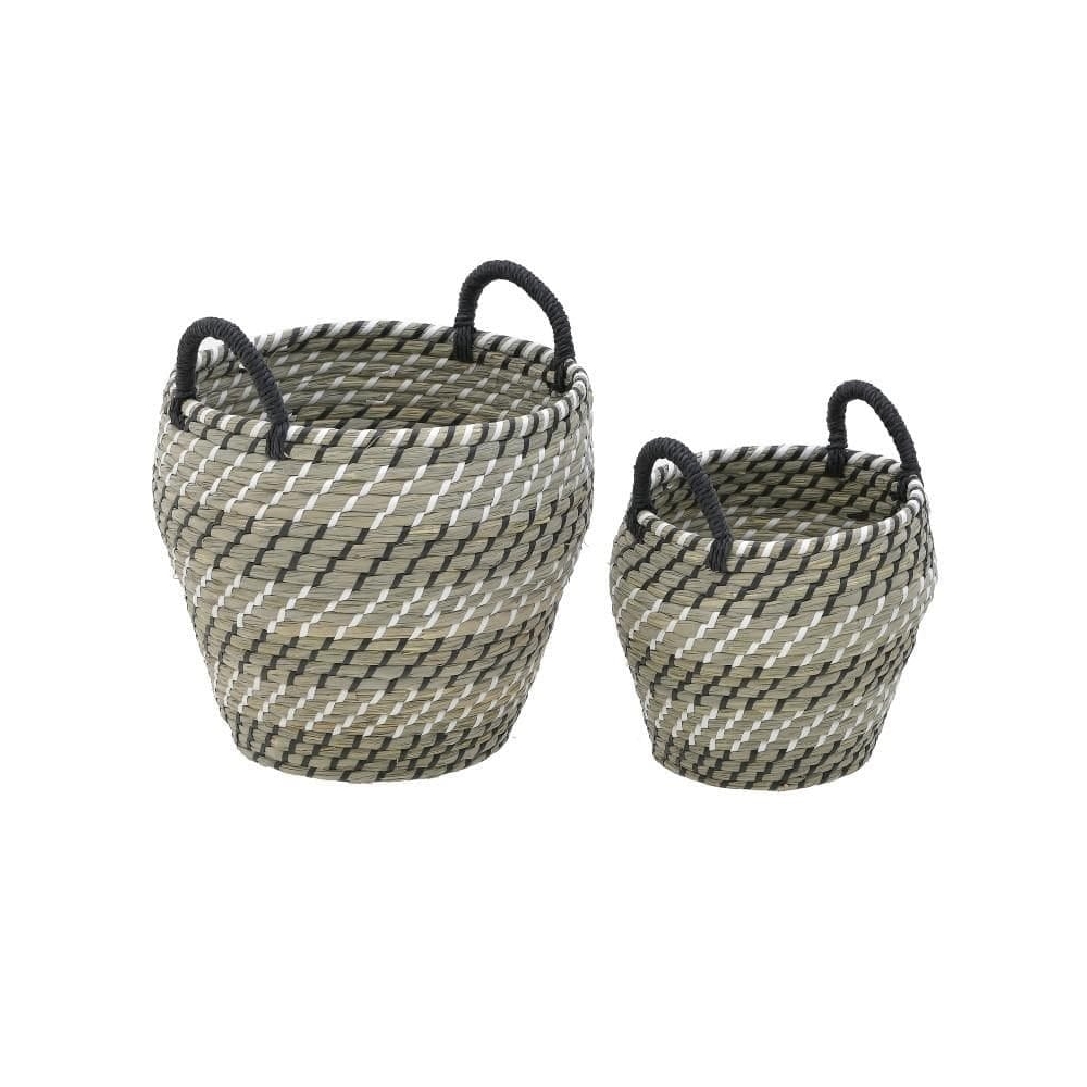 S/2 ΚΑΛΑΘΙ ΨΑΘΙΝΟ ΜΠΕΖ/ΜΑΥΡΟ Φ33X28/34 Inart 3-70-367-0047