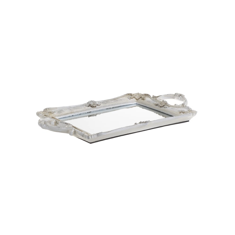 ΔΙΣΚΟΣ POLYRESIN ME ΚΑΘΡΕΠΤΗ ΑΝΤΙΚΕ ΛΕΥΚΟΣ 38X23X5 (Καθρέφτης 22Χ15εκ) Inart 3-70-634-0019