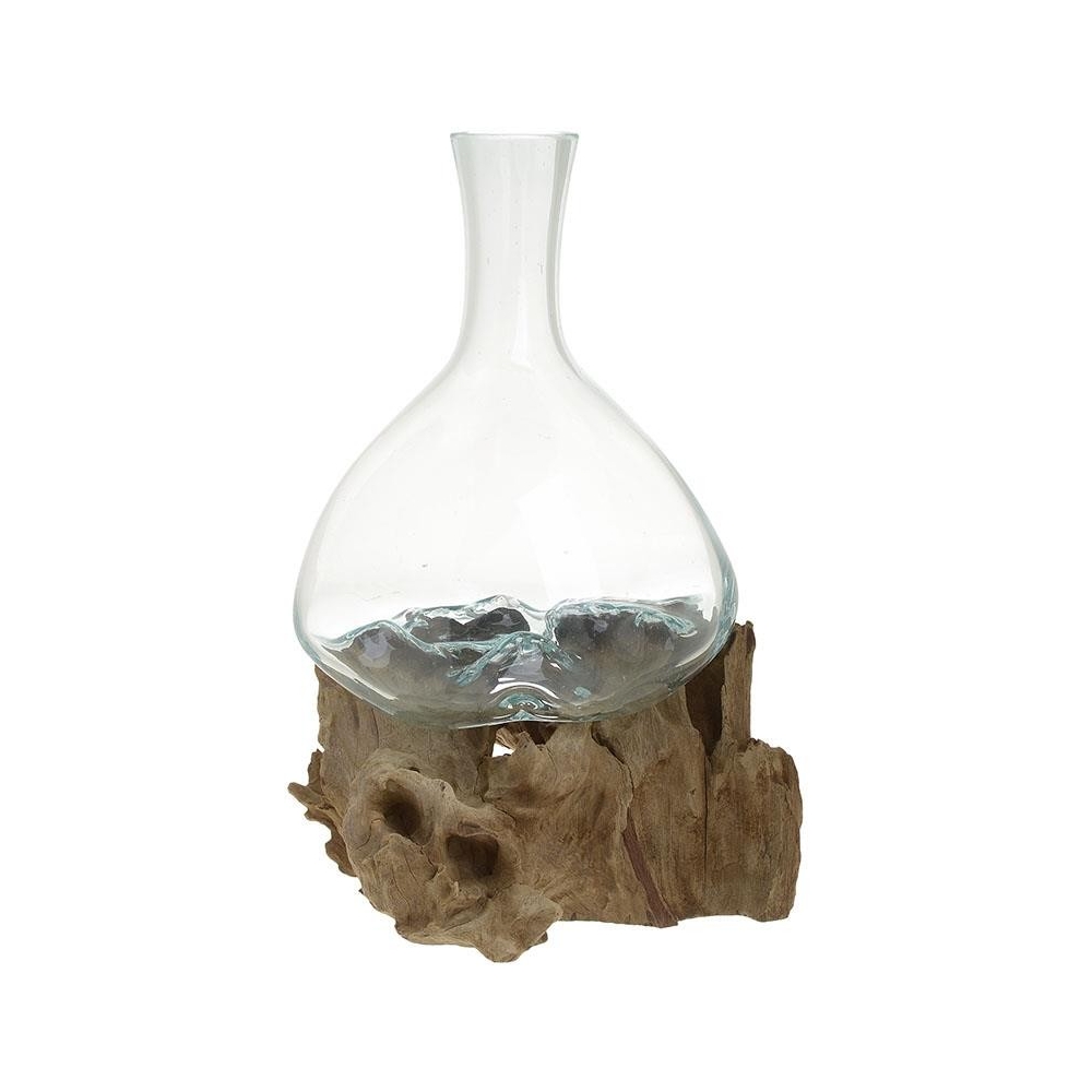 ΒΑΖΟ ΓΥΑΛ/ΞΥΛ. NATURAL/ΔΙΑΦΑΝΟ 28Χ25Χ40 Inart 3-70-722-0008