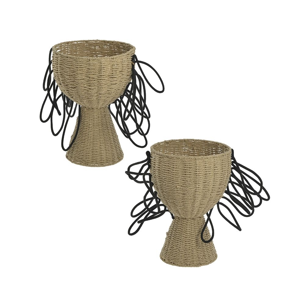 S/2 ΚΑΛΑΘΙ ΨΑΘΙΝΟ NATURAL/ΜΑΥΡΟ Φ35Χ48 Inart 3-70-790-0022