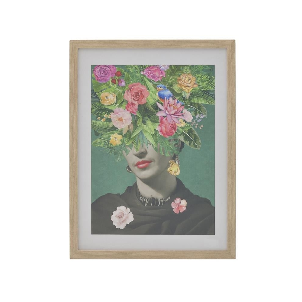 ΠΙΝΑΚΑΣ ΜΕ ΠΛΑΙΣΙΟ PRINTED FRIDA KAHLO ΠΡΑΣΙΝΟ 60X80 Inart 3-90-054-0007