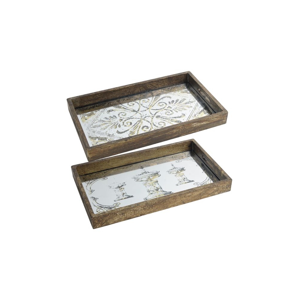 Artekko Tray Χρυσοί Διακοσμητικοί Δίσκοι MDF με Καθρέπτη (43.2x26.7x5.1)cm 2pcs Artekko 31967