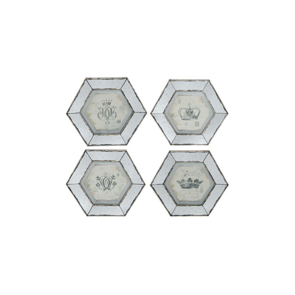 Artekko Crown Μπεζ Διακοσμητικά Κάδρα από MDF με Καθρέφτη (52.6x3.5x45.7)cm 4pcs Artekko 32655