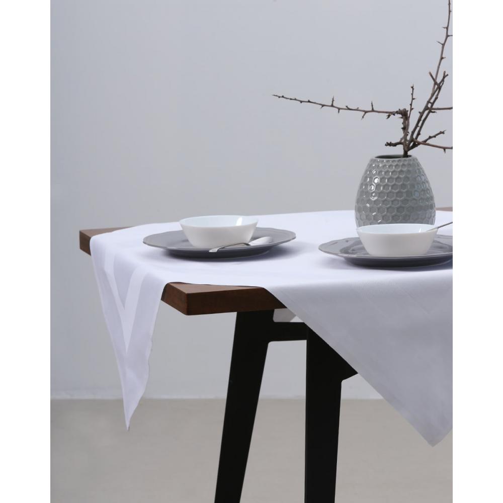 Τραπεζομάντηλο Gourmet με ζακάρ σχέδιο ρίγας 2 ατόμων | 100x100cm Άσπρο Pennie 011926-02