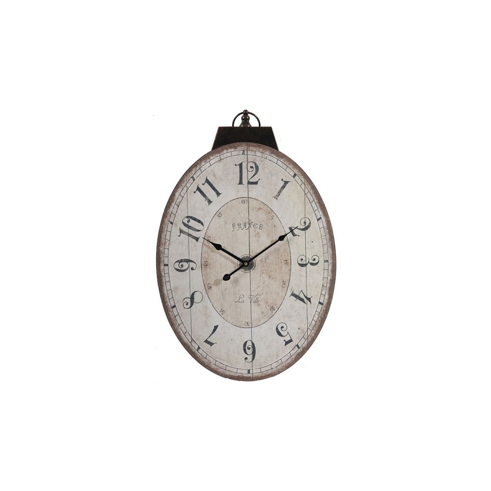 Artekko Clock Οβάλ Μπεζ Ρολόι Τοίχου MDF (45x3.1x73.7)cm Artekko 35002