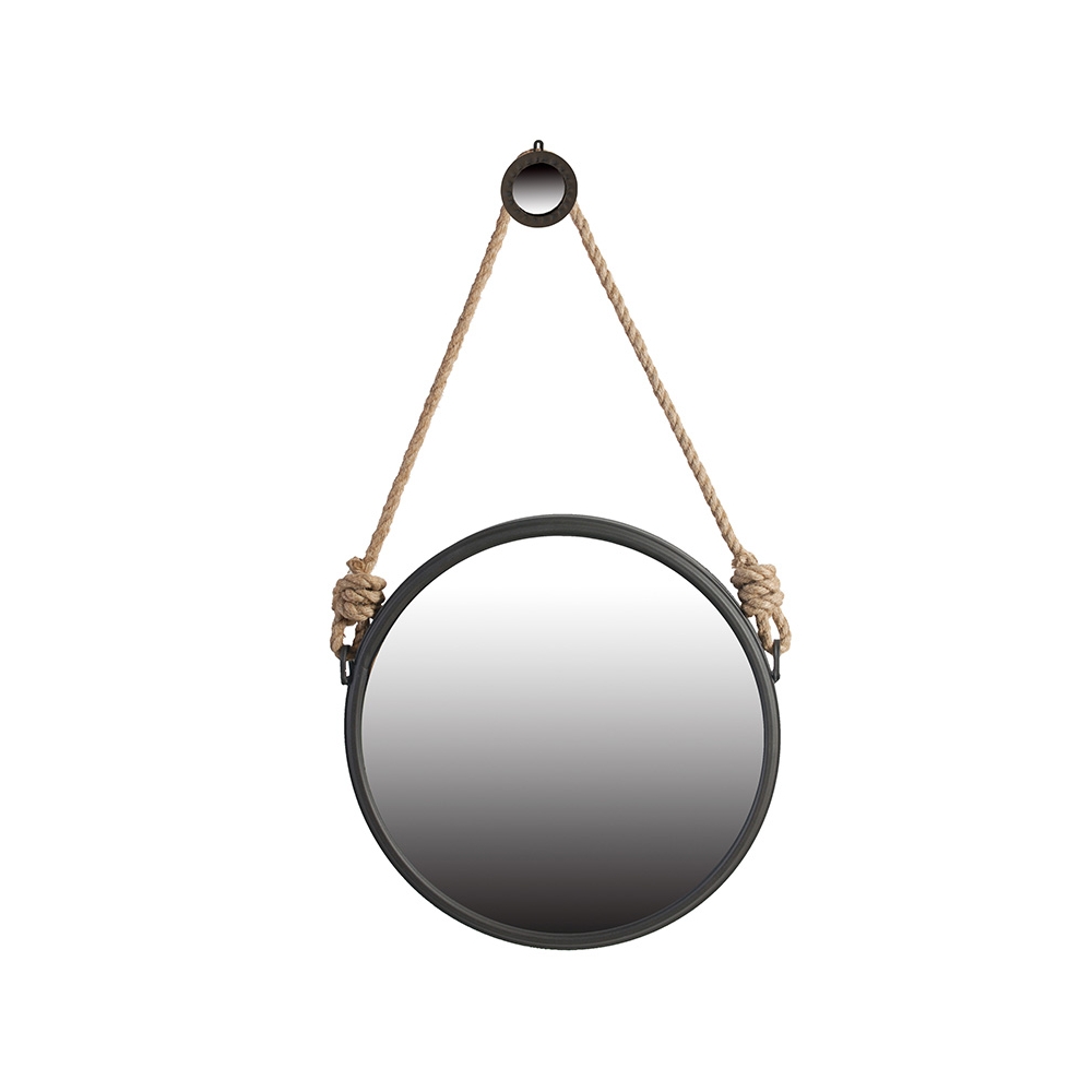 Artekko Mirror Καθρέπτης Τοίχου Μέταλλo/Γυαλί/Σχοινί Μαύρο (49.5x4.5x49.5)cm Artekko 36400
