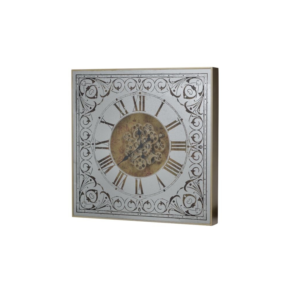 Artekko Clock Ρολόι Τοίχου με Καθρέφτη MDF Γυαλί Χρυσό Ασημί (82x10x82)cm Artekko 38536-5