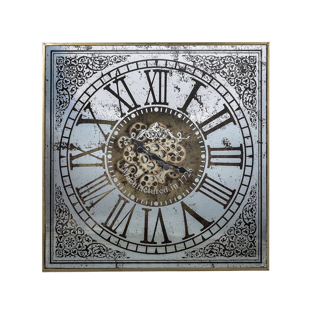 Artekko Clock Ρολόι Τοίχου MDF με Καθρέφτη με Χρυσές και Ασημί Λεπτομέρειες (81.8x10.2x81.8)cm Artekko 38536