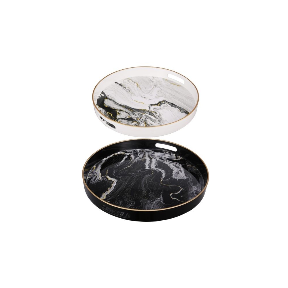 Artekko Tray Δίσκος Διακοσμητικός Πλαστικό Μαύρο/Λευκό (35x35x4)cm Σετ/2 Artekko 43305