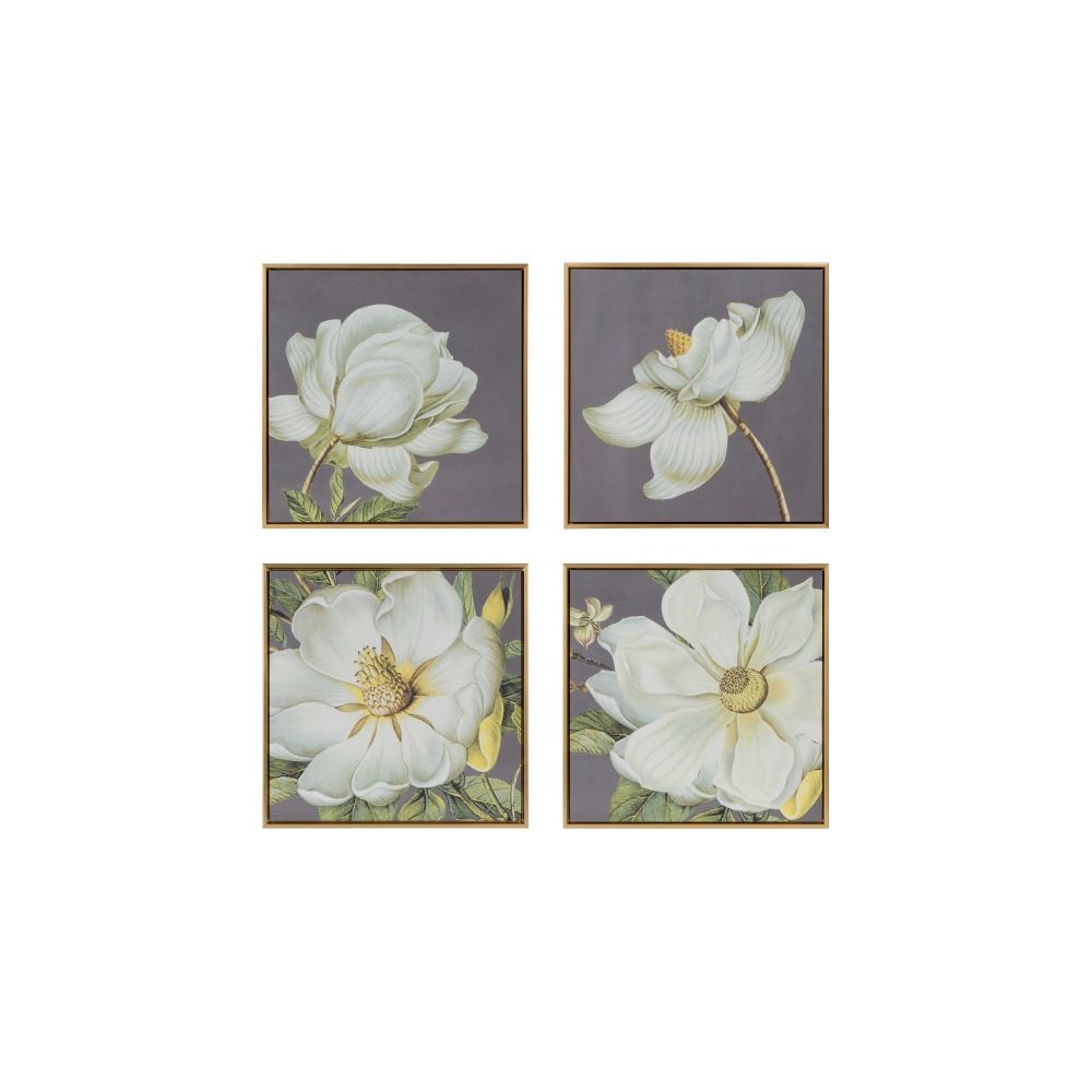 Artekko Flower Διακοσμητικά Κάδρα με Χρυσή Κορνίζα (50x50x3.6)cm 4pcs Artekko 44701