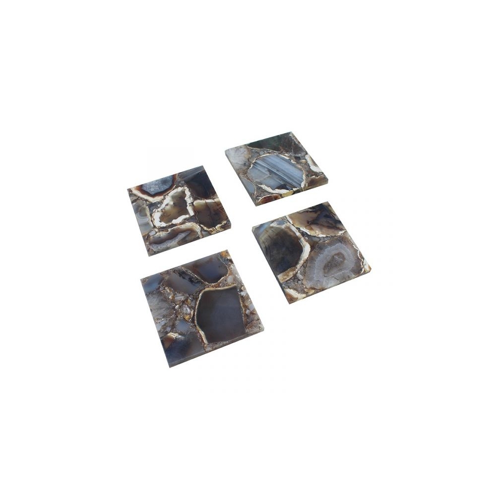 Artekko Agate Σουβέρ από Μαύρο Αχάτη (10x10x1.1)cm 4pcs Artekko 44887-BLAC
