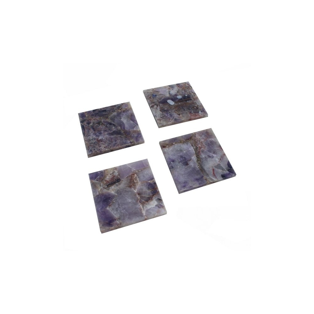 Artekko Quartz Σουβέρ από Μοβ Χαλαζία (10x10x1.1)cm 4pcs Artekko 44887-PURP