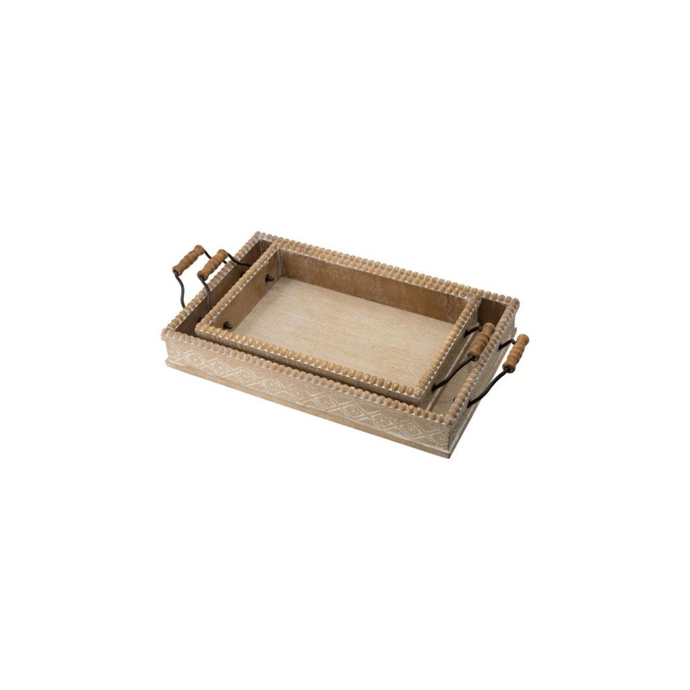 Artekko Tray Διακοσμητικός Δίσκος Ξύλο Ελάτης Φυσική Απόχρωση (49x25.5x8.5)cm Σετ/2 Artekko 45864