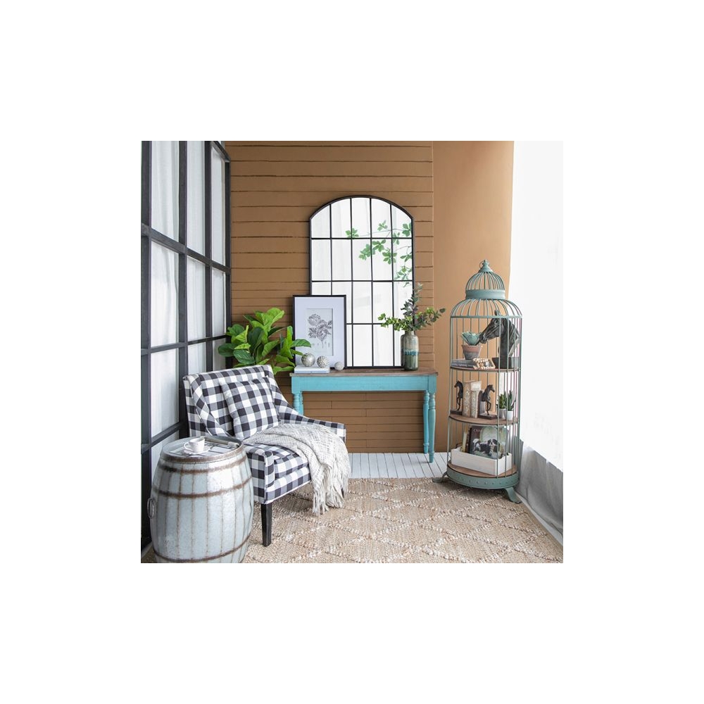 Artekko Birdcage Ραφιέρα Κλουβί με 3 Ξύλινα MDF Ράφια και Μεταλλικό Σκελετό σε Πράσινη Πατίνα (66x61x169) Artekko 47489