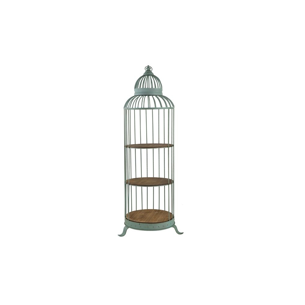 Artekko Birdcage Ραφιέρα Κλουβί με 3 Ξύλινα MDF Ράφια και Μεταλλικό Σκελετό σε Πράσινη Πατίνα (66x61x169) Artekko 47489