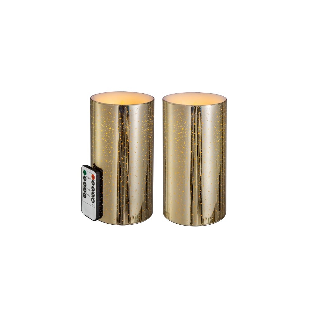 Artekko Flame Χρυσά Γυάλινα Κεριά Led με Τηλεχειριστήριο (10.2x10.2x20.3)cm 2pcs Artekko 480301