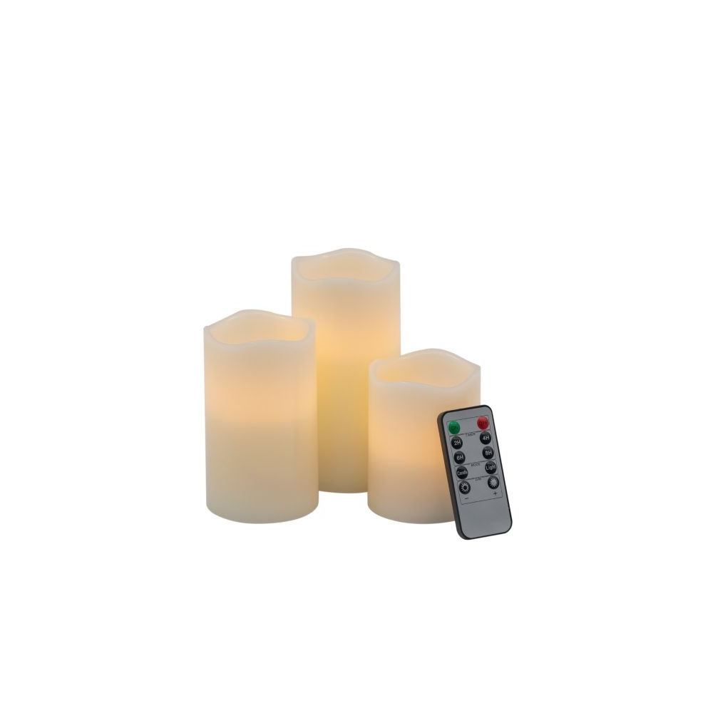 Artekko Flame Μπεζ Κεριά Led με Τηλεχειριστήριο (7.6x7.6x15.2)cm 3pcs Artekko 480307-IVORY