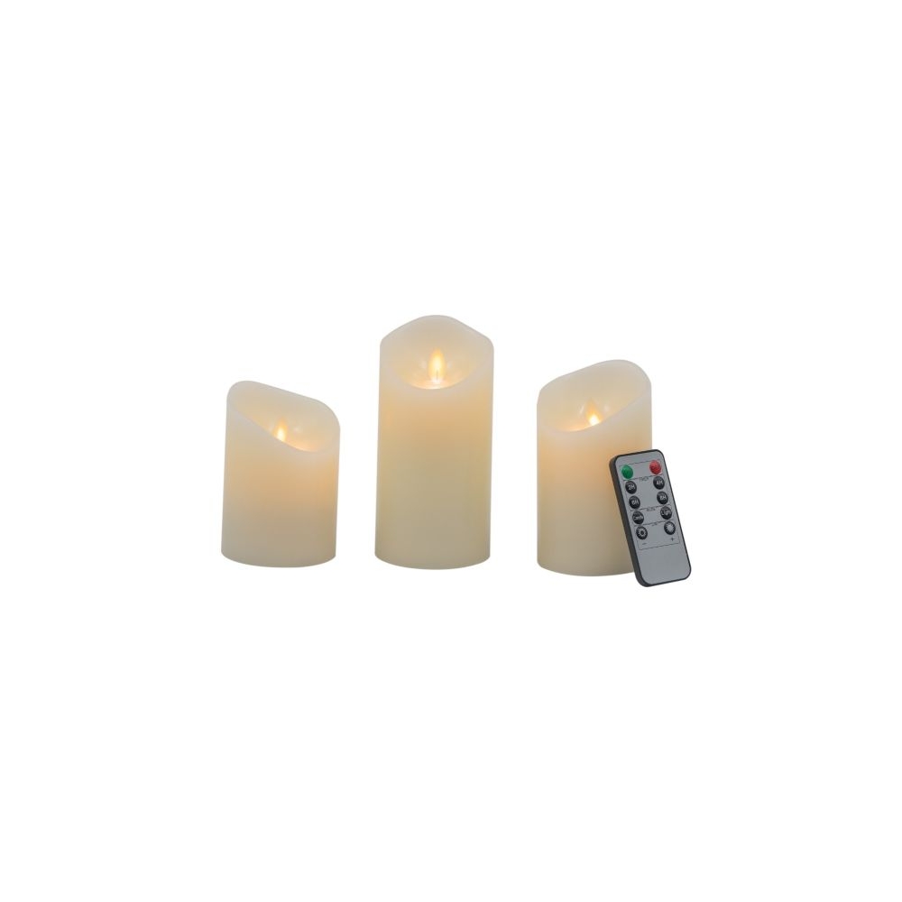 Artekko Flame Μπεζ Κεριά Led με Τηλεχειριστήριο (7.6x7.6x15.2)cm 3pcs Artekko 480311-IVORY