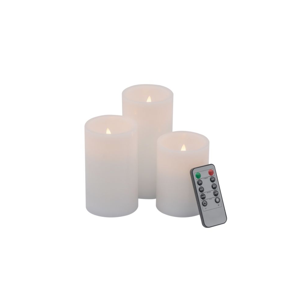 Artekko Flame Λευκά Κεριά Led με Τηλεχειριστήριο (7.6x7.6x15.2)cm 3pcs Artekko 480315-WHIT