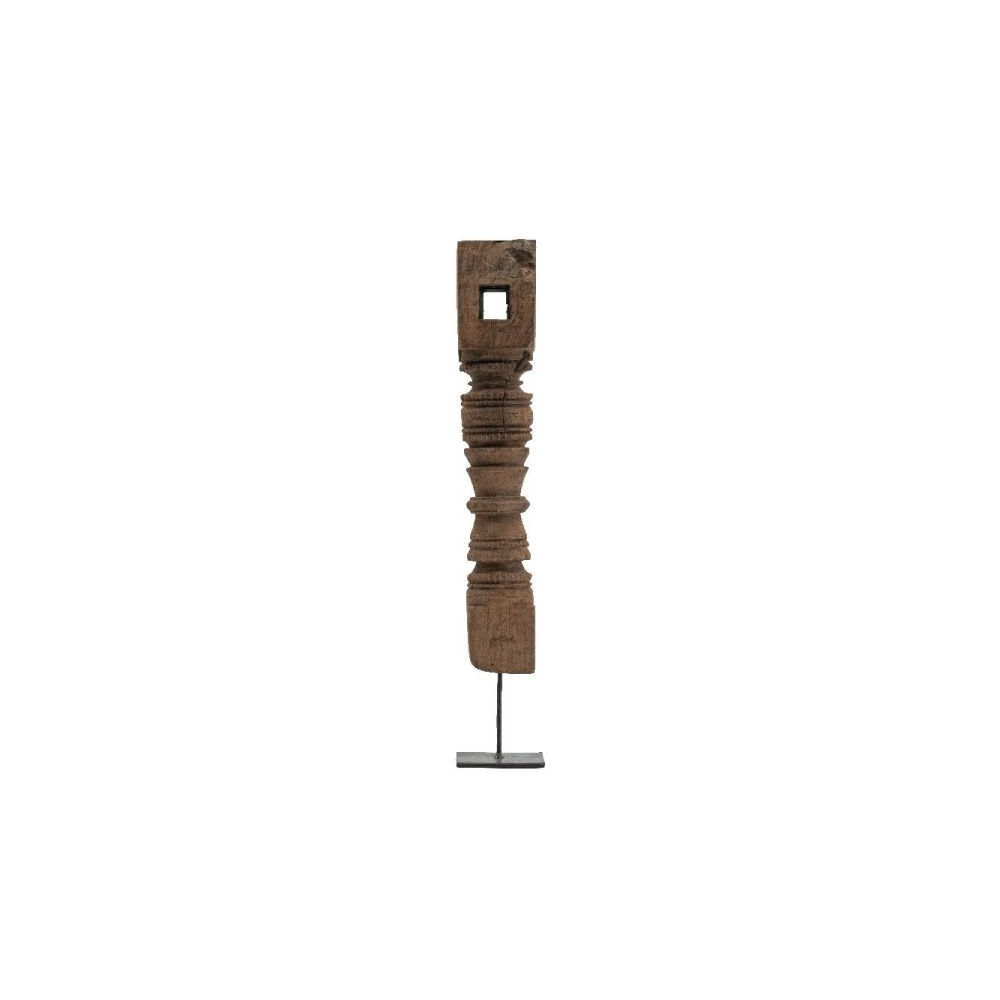 Artekko Pila Totem Κηροπήγιο Τοτέμ Ξύλο/Μέταλλο Καφέ/Μαύρο (10x10x68)cm Artekko 48557