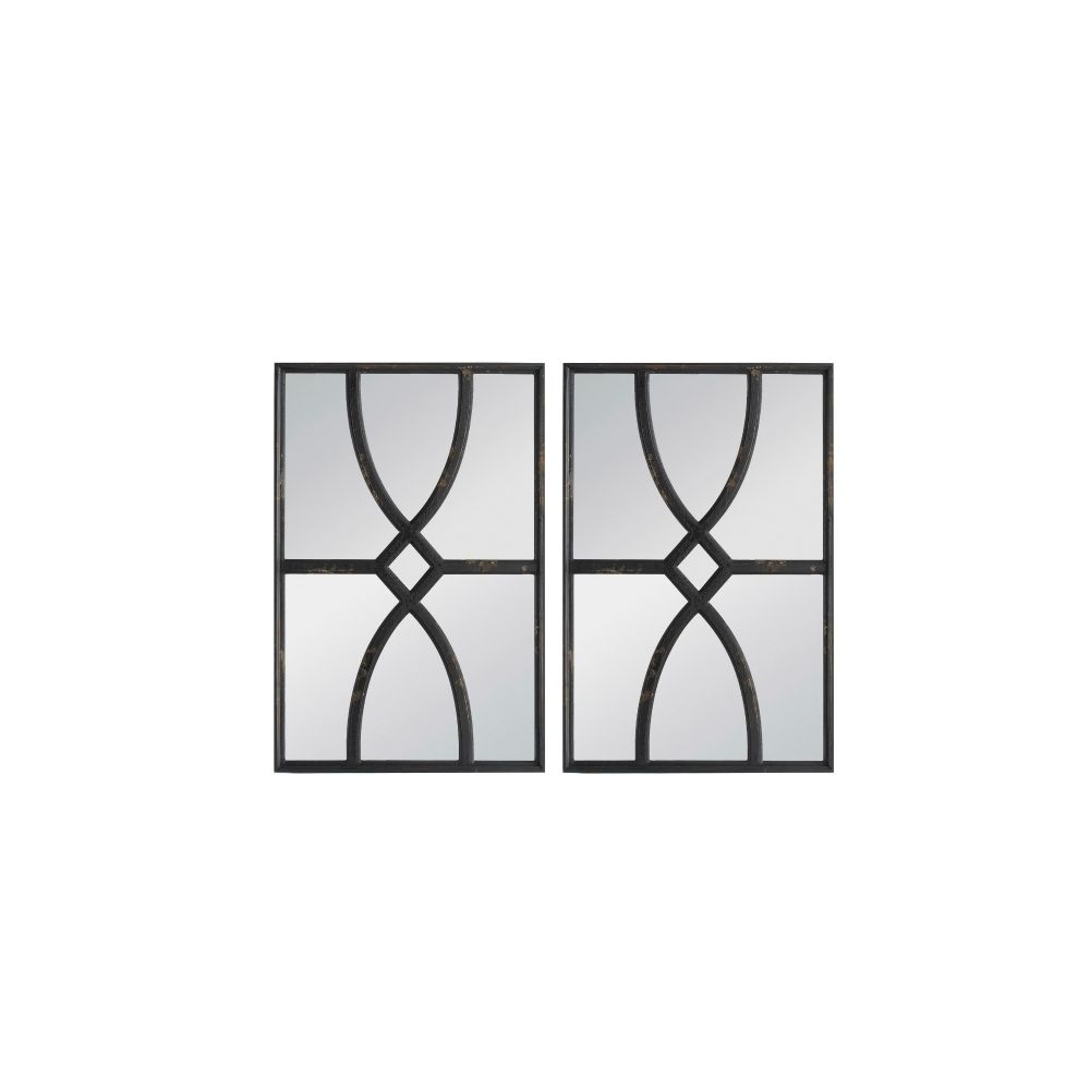 Artekko Mirror Μαύροι Ξύλινοι Καθρέφτες Τοίχου (40x3x60)cm 2pcs Artekko 49062-BLK-DS