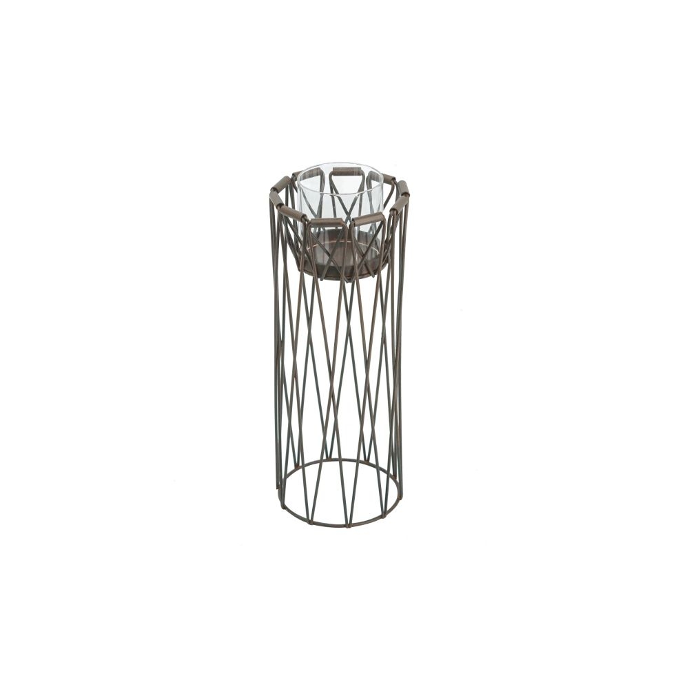 Artekko Candle Holder Καφέ Μεταλλικό Κηροπήγιο (14x14x33)cm Artekko 49671