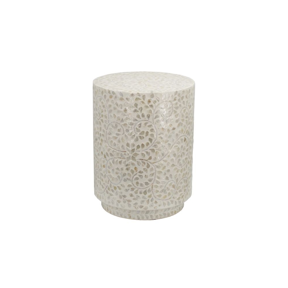 Artekko Ivory Τραπέζι Βοηθητικό Σκαμπό MDF Capiz Μπεζ (35x35x45)cm Artekko 49921