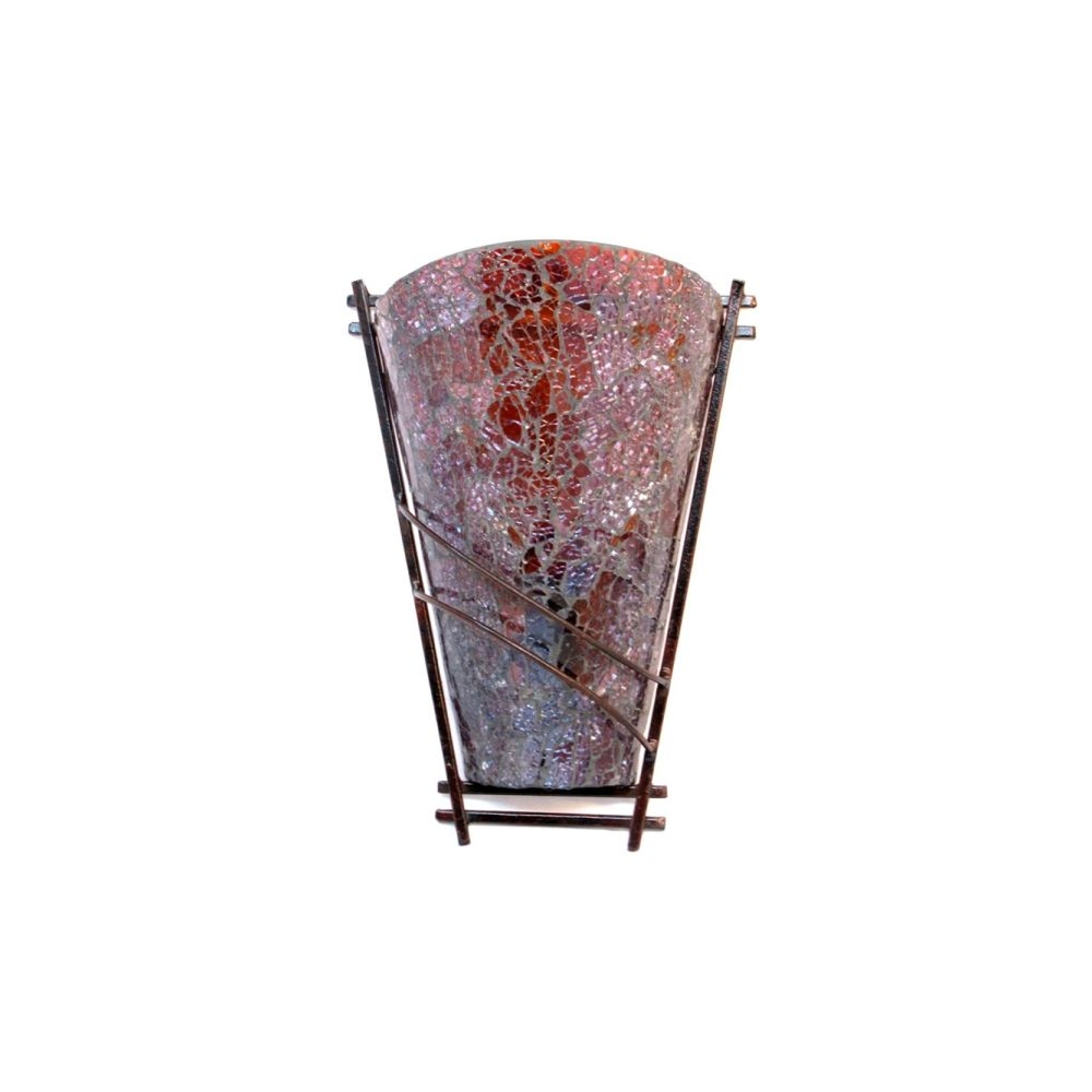Artekko Crackle Color Γυάλινο Κρακελέ Μπορντό Φωτιστικό Τοίχου Απλίκα E14 σε Μεταλλική Βάση (22x12x30) Artekko 510-1058