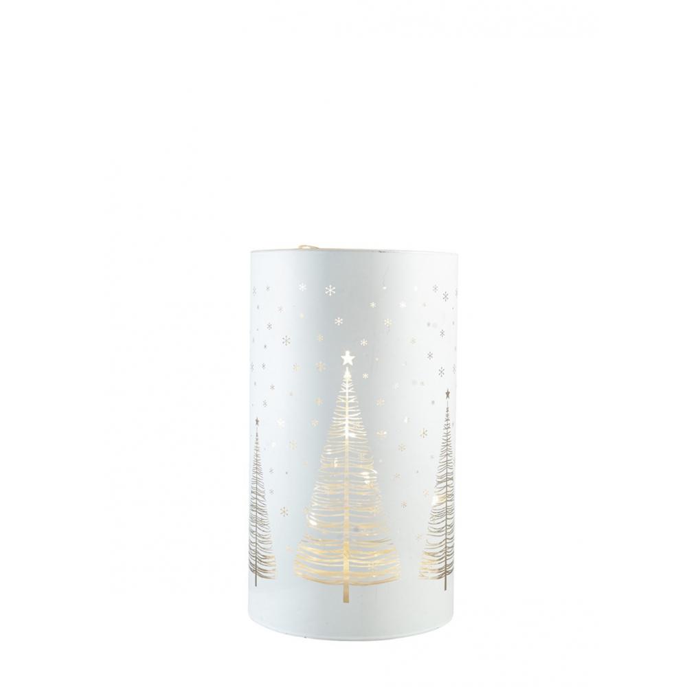 ΓΥΑΛΙΝΗ ΒΑΣΗ ΚΥΛΙΝΔΡΙΚΗ ΛΕΥΚΗ ΜΕ LED 9Χ9Χ16ΕΚ Idea Home 25.39.51828