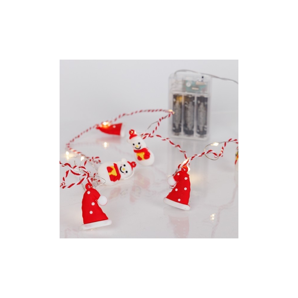 ΣΕΙΡΑ, 20 MINI LED, ΣΚΟΥΦΟΣ & ΧΙΟΝΑΝΘΡΩΠΟΣ, ΜΠΑΤΑΡΙΑΣ 3xAA, ΧΡΟΝΟΔΙΑΚΟΠΤΗ, ΚΟΚΚΙΝΟ & ΛΕΥΚΟ ΧΑΛΚΙΝΟ ΚΑΛΩΔΙΟ, ΘΕΡΜΟ ΛΕΥΚΟ LED ΑΝΑ 10cm, ΠΡΟΕΚΤΑΣΗ ΠΑΡΟΧΗΣ 30cm, IP20 Eurolamp 600-03065