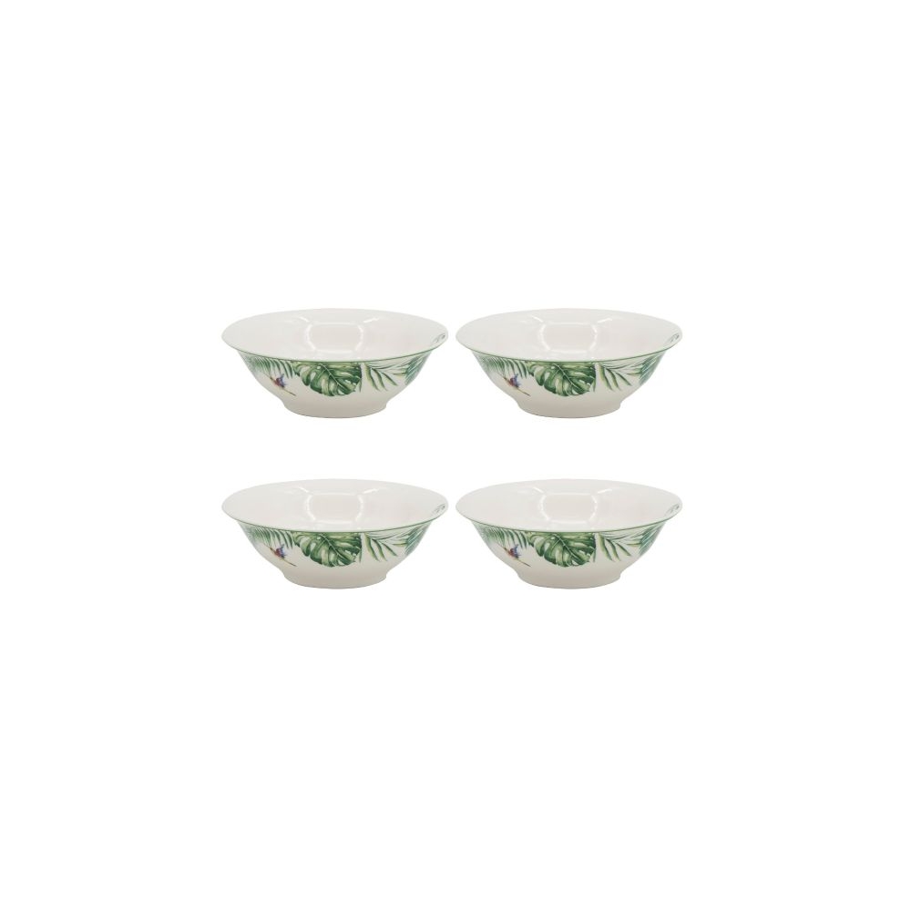 Artekko Tropical Πήλινα Μπολ με Πράσινα Σχέδια (15x15x4.1)cm 4pcs Artekko 60033