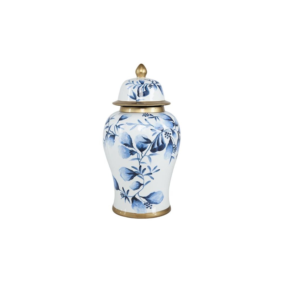 Artekko Melania Βάζο με Kαπάκι Πορσελάνη Άσπρο Μπλε (45x24x24)cm Artekko 60678