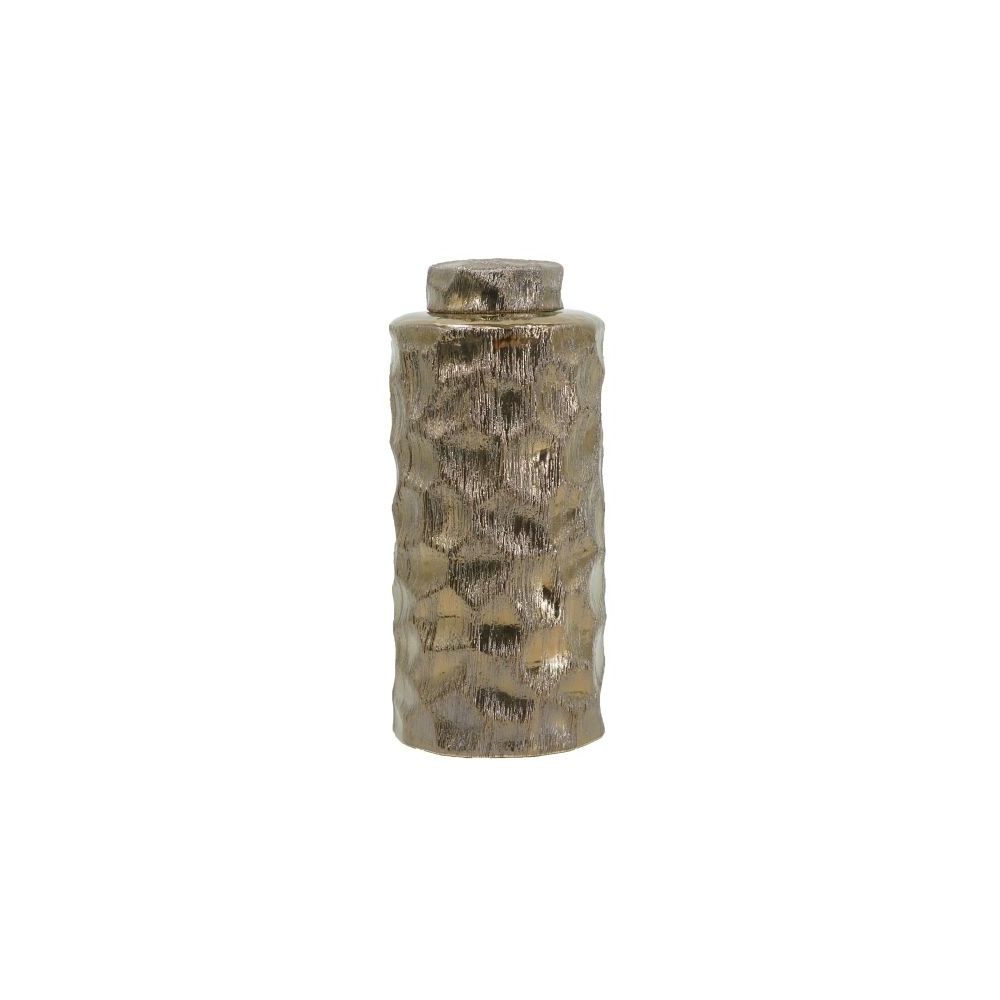 Artekko Lidded Μπρονζέ Κεραμικό Διακοσμητικό Δοχείο Βάζο με Καπάκι (14x14x32.5)cm Artekko 61005