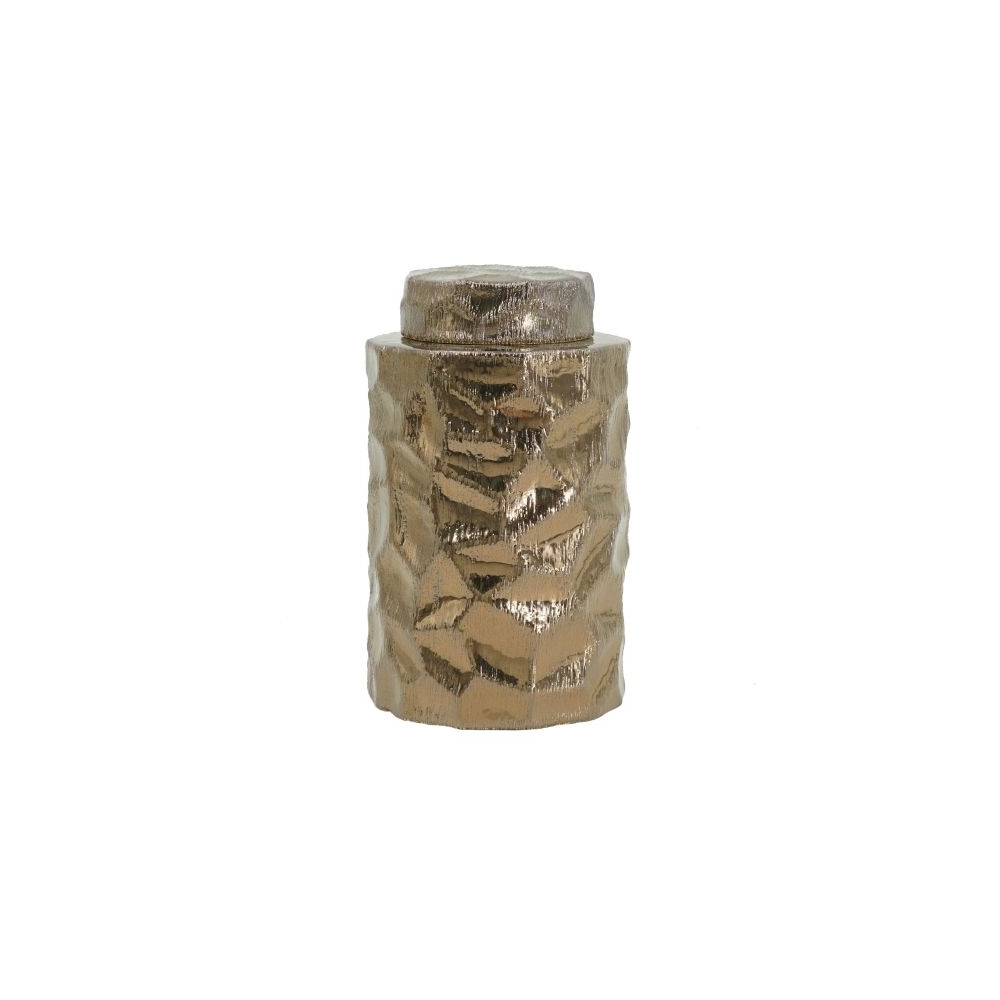 Artekko Lidded Μπρονζέ Κεραμικό Διακοσμητικό Δοχείο Βάζο με Καπάκι (15x15x25)cm Artekko 61006