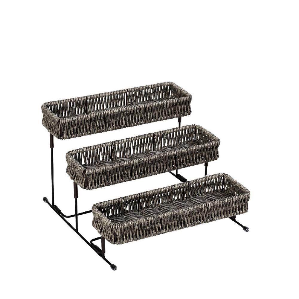 ΔΙΣΚΟΣ 3 ΕΠΙΠΕΔΩΝ SYNTH. RATTAN ΓΚΡΙ 25Χ25Χ16ΕΚ Espiel KOD248