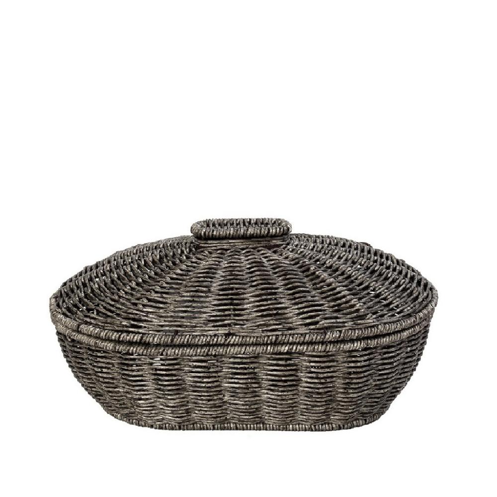 ΚΑΛΑΘΙ ΟΒΑΛ ΜΕ ΚΑΠ. SYNTH. RATTAN ΓΚΡΙ 33Χ22Χ15ΕΚ Espiel KOD241