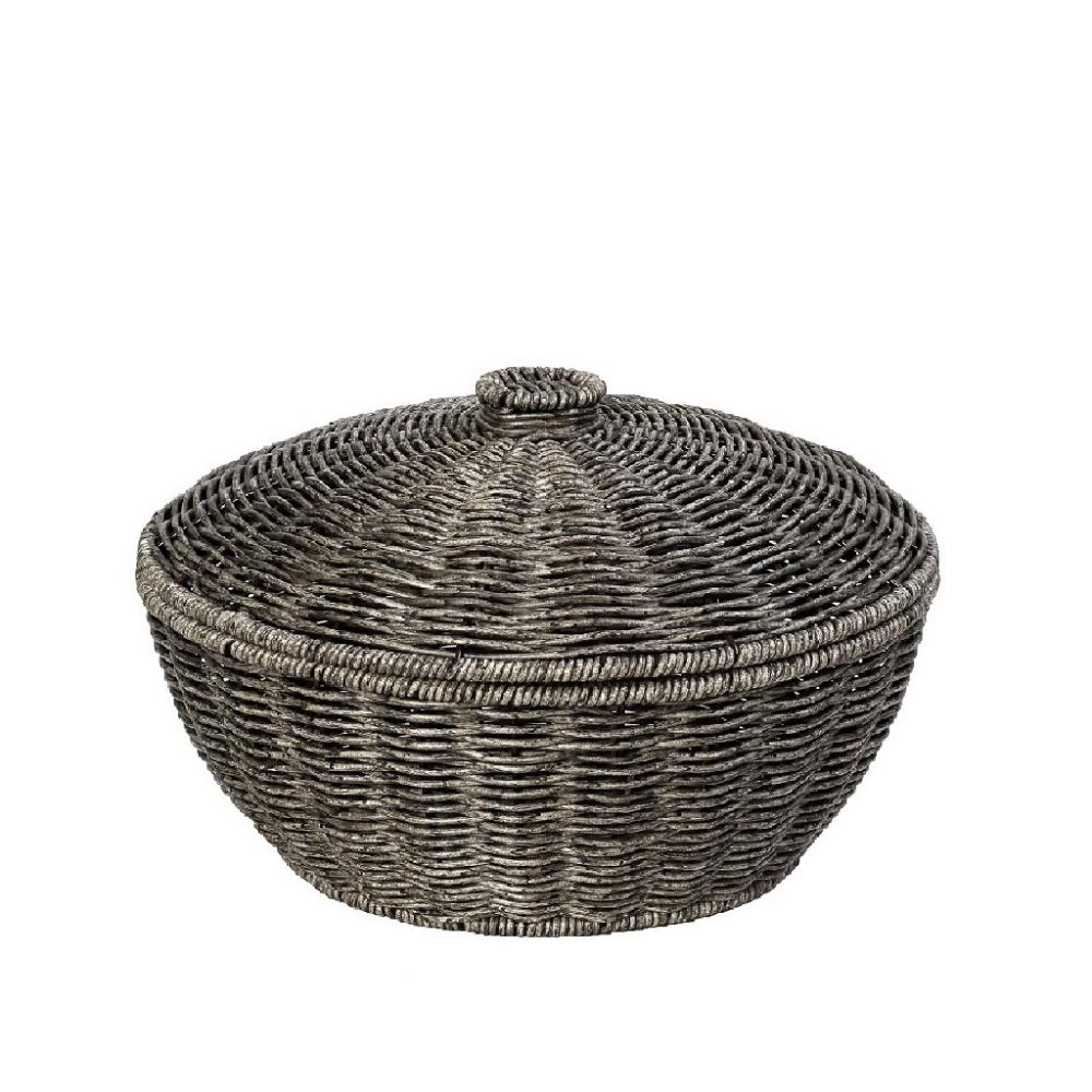 ΚΑΛΑΘΙ ΣΤΡΟΓΓ. ΜΕ ΚΑΠ. SYNTH. RATTAN ΓΚΡΙ 28Χ28Χ18ΕΚ Espiel KOD242
