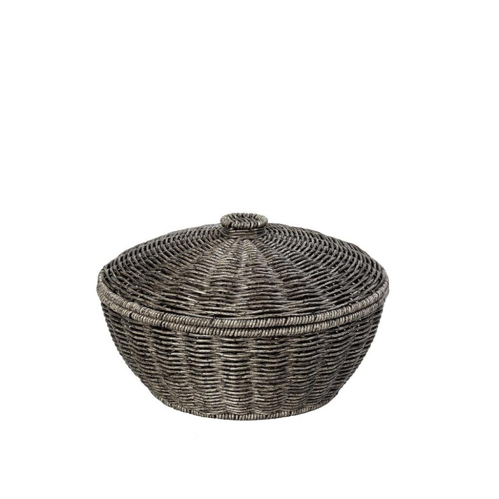 ΚΑΛΑΘΙ ΣΤΡΟΓΓ. ΜΕ ΚΑΠ. SYNTH. RATTAN ΓΚΡΙ 23Χ23Χ15ΕΚ Espiel KOD243