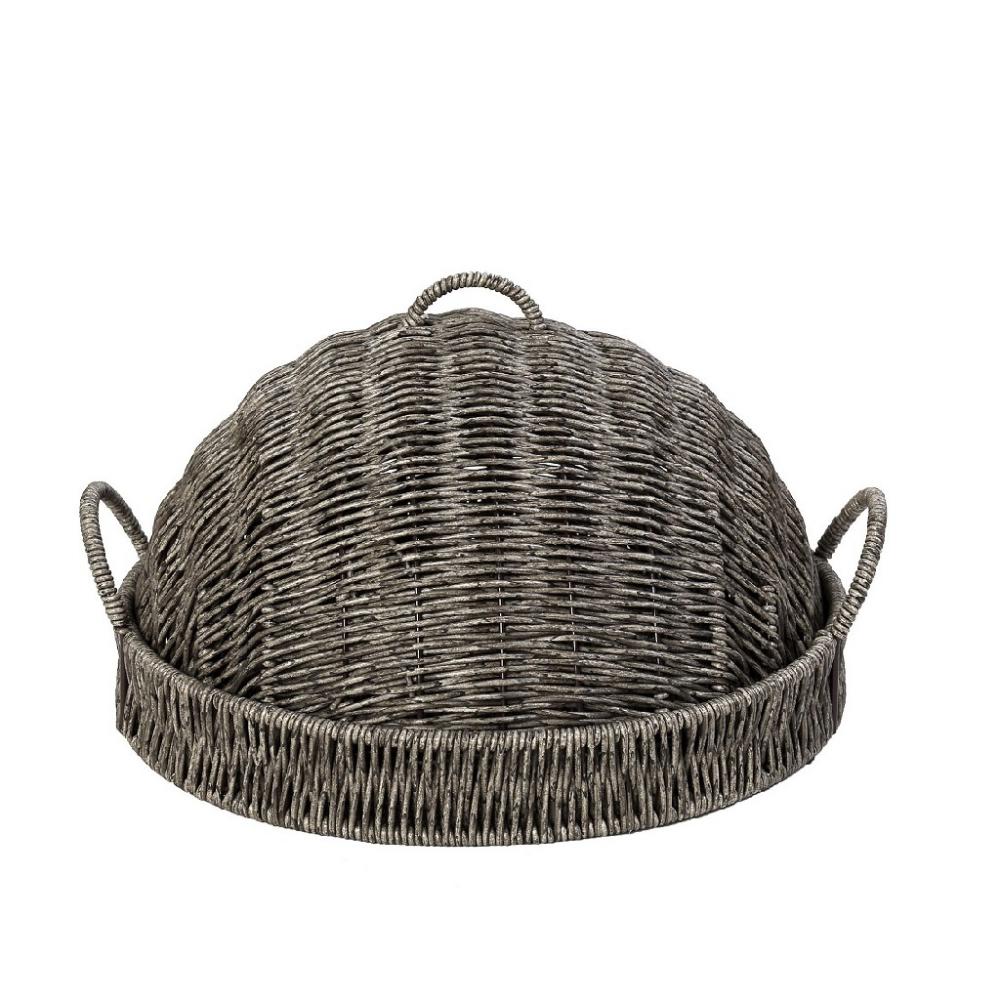 ΔΙΣΚΟΣ ΣΤΡΟΓΓ. ΜΕ ΚΑΠ. SYNTH. RATTAN ΓΚΡΙ 32Χ32Χ17ΕΚ Espiel KOD244