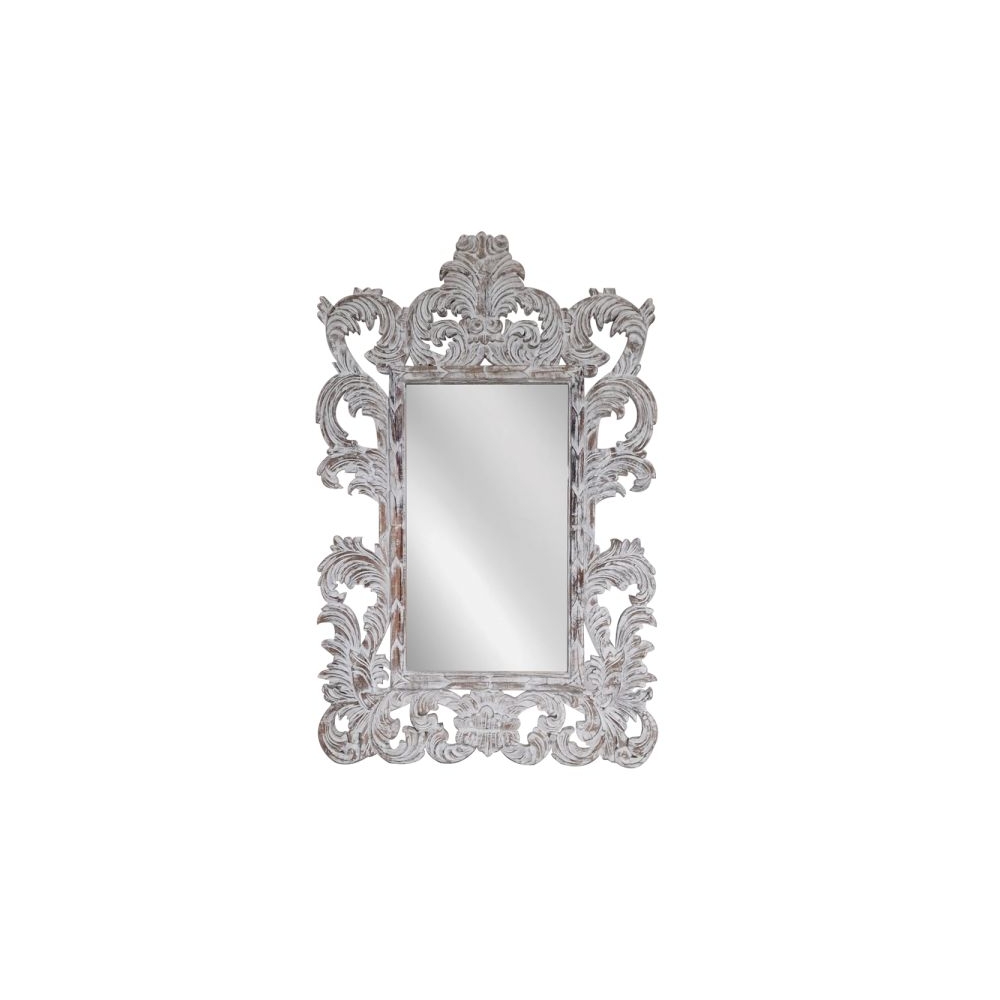 Artekko Mirroki Ξύλινος Λευκός Πατίνα Σκαλιστός Καθρέπτης Τοίχου (120x90)cm Artekko 667-4004