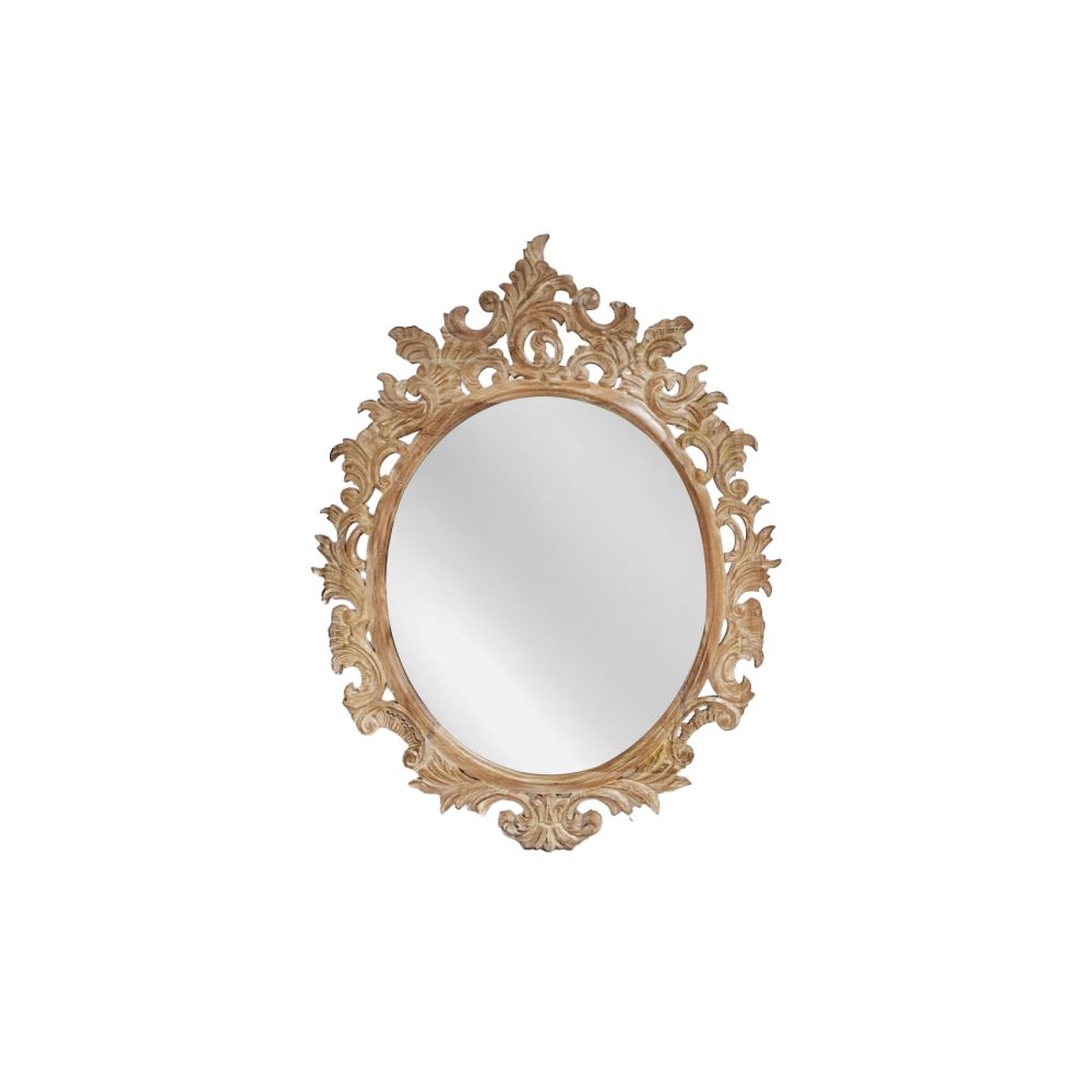 Artekko Mirroki Ξύλινος Oval Καφέ Πατίνα Σκαλιστός Καθρέπτης Τοίχου (110x85)cm Artekko 667-4008