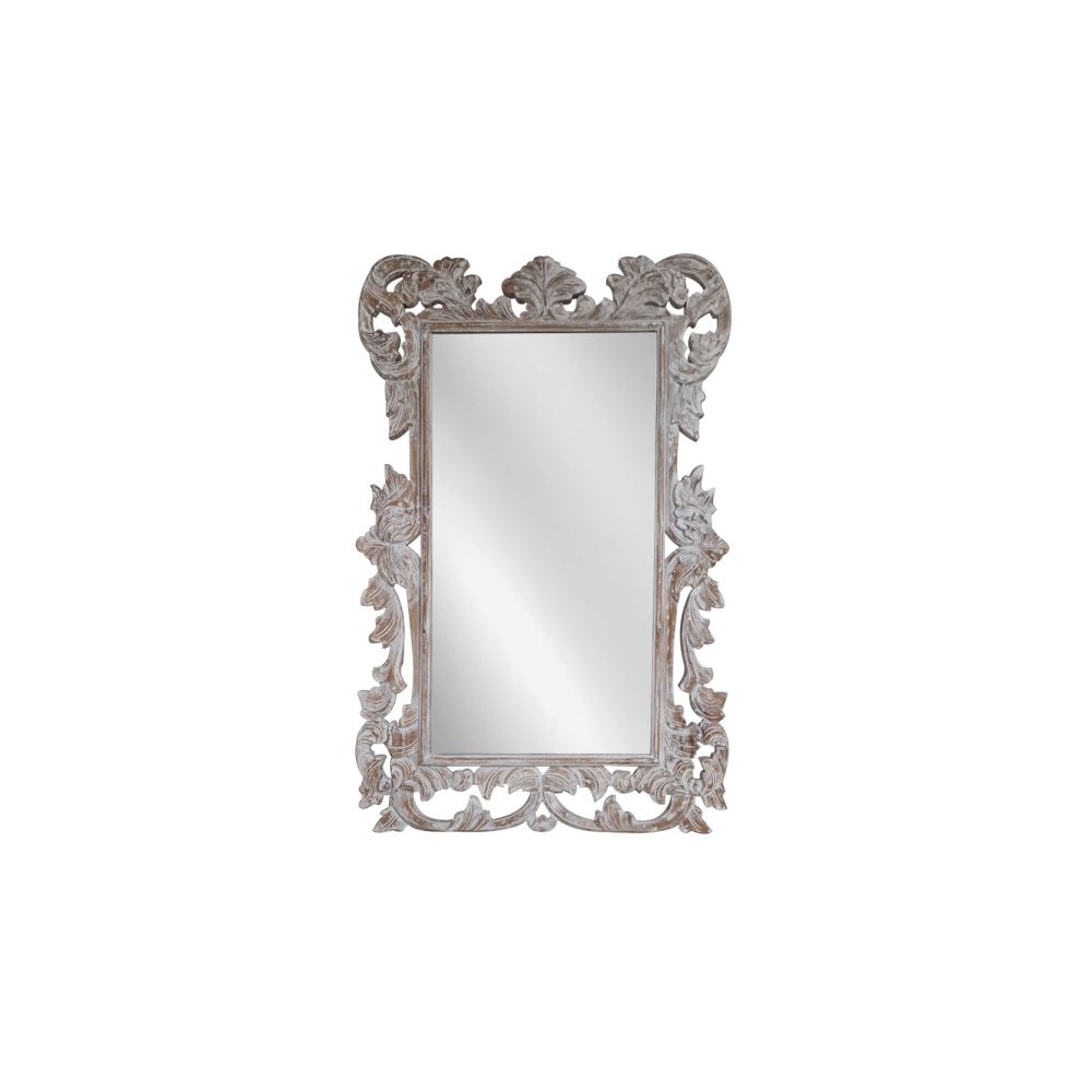 Artekko Mirroki Ξύλινος Λευκός Πατίνα Σκαλιστός Καθρέπτης Τοίχου (150x100)cm Artekko 667-4029