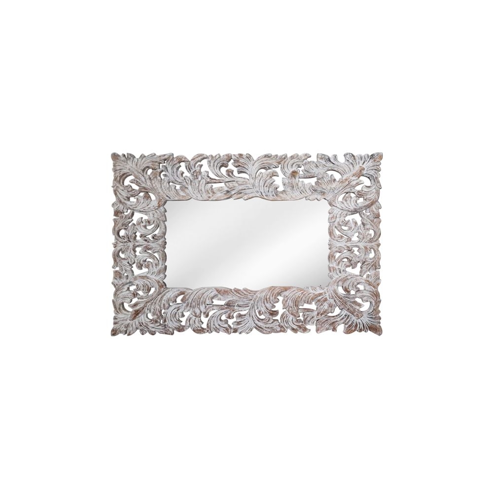 Artekko Mirroki Ξύλινος Μπεζ Πατίνα Σκαλιστός Καθρέπτης Τοίχου (120x90)cm Artekko 667-4039