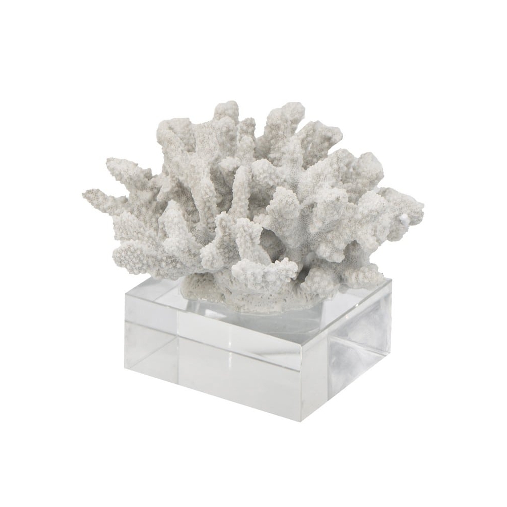 Artekko Coral Διακοσμητικό Κοράλλι σε Βάση Ρητίνη Γυαλί Λευκό (21.09x19.05x16)cm Artekko 70303