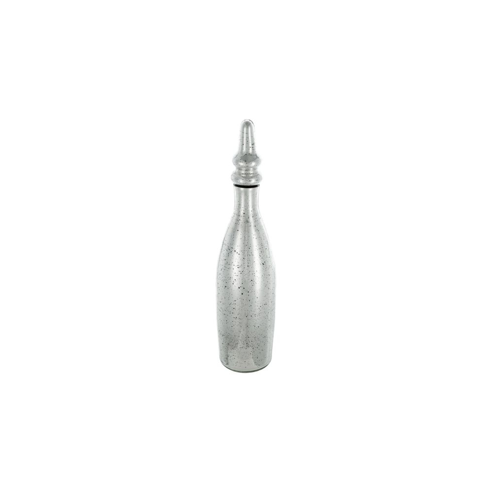 Artekko Silver Γυάλινο Ασημί Αντικέ Διακοσμητικό Βάζο με Πώμα (14x14x53)cm Artekko 70455