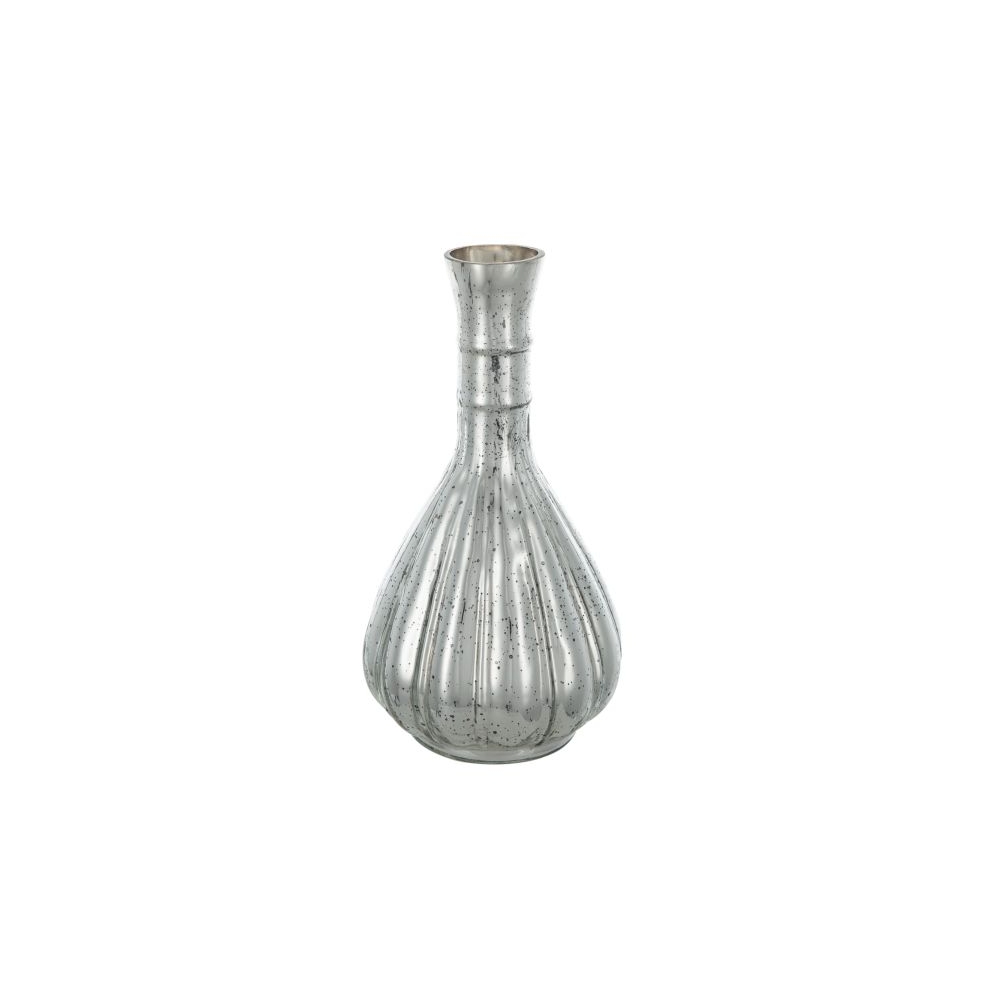 Artekko Silver Γυάλινο Ασημί Αντικέ Διακοσμητικό Βάζο (12.5x12.5x25)cm Artekko 70456