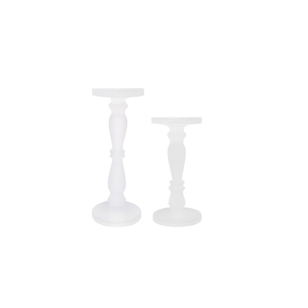 Artekko Frosted Γυάλινο Λευκό Κηροπήγιο (13x13x35.5)cm 2psc Artekko 70460-FRCL-DS-SA