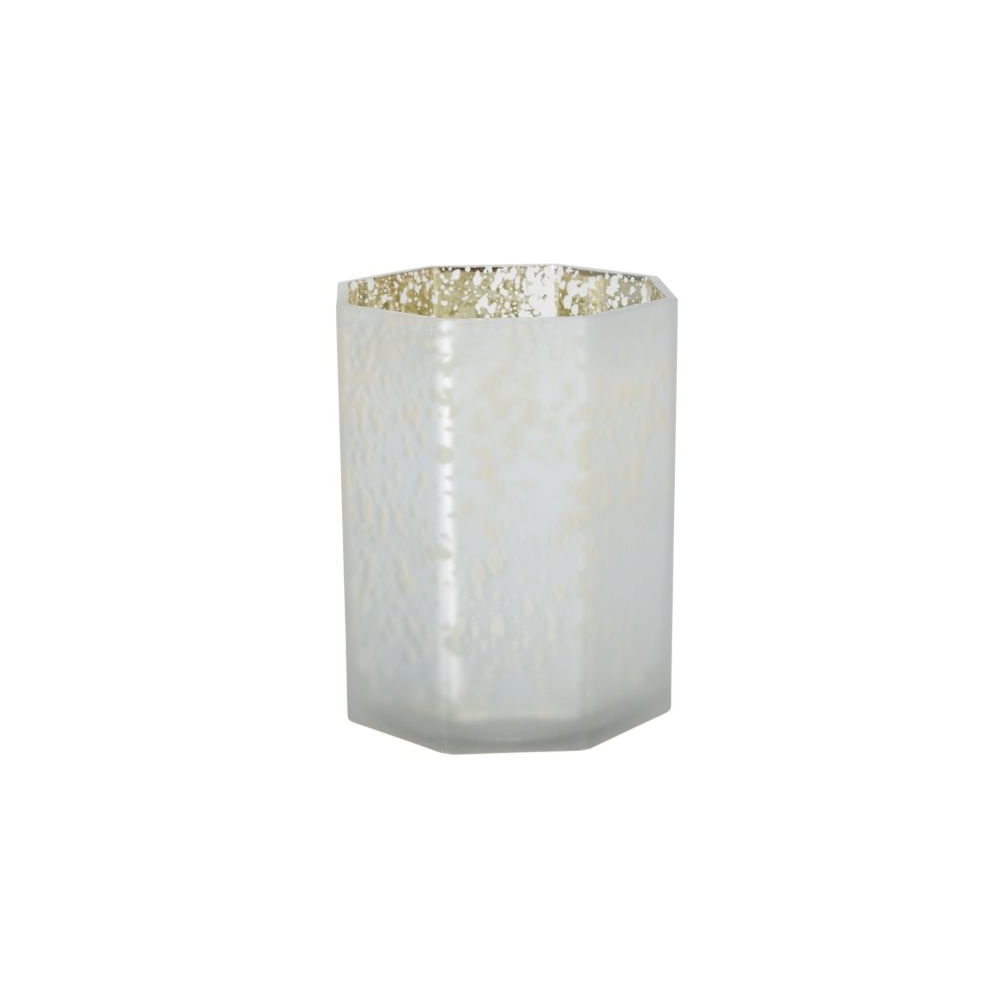 Artekko Frosted Λευκό Γυάλινο Κηροπήγιο (13x13x15)cm Artekko 70481-FRCLCA-SA