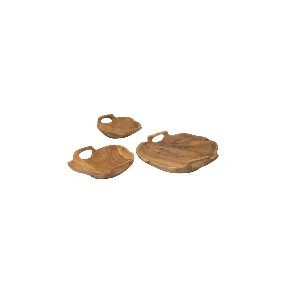Artekko Woody Ξύλινο Μπολ σε Φυσική Απόχρωση (40x40x8)cm (30x30x8)cm (21x21x6.5)cm 3pcs Artekko 70629