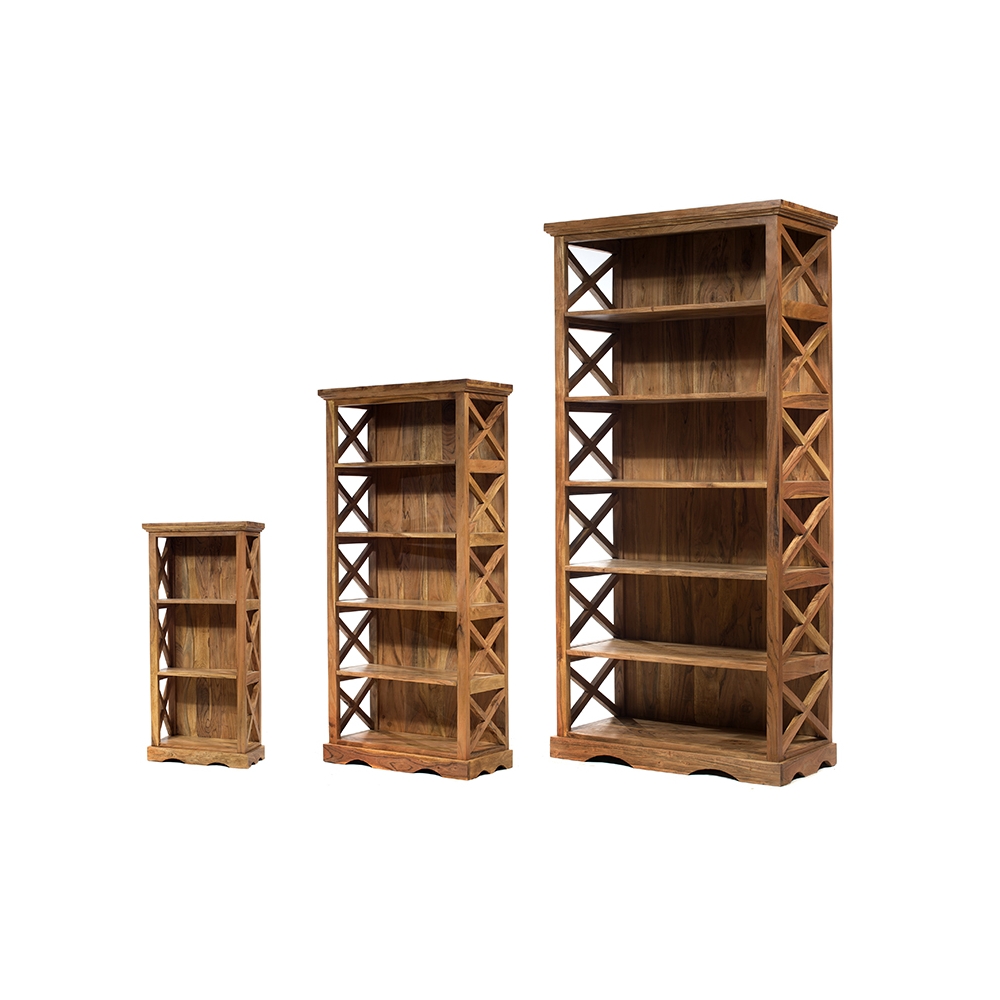 Artekko Attari Καφέ Βιβλιοθήκες από Ξύλο Teak (54x26x120)cm (72.5x33.5x150)cm (90x40x180)cm 3pcs Artekko 720-1218